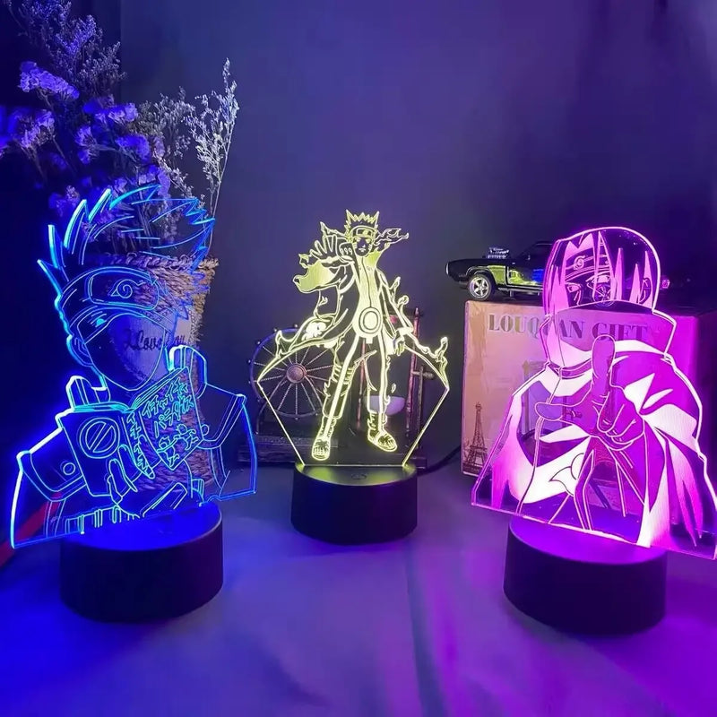 Naruto Uzumaki LED Night Light Akatsuki Kakashi Hatake Luminária