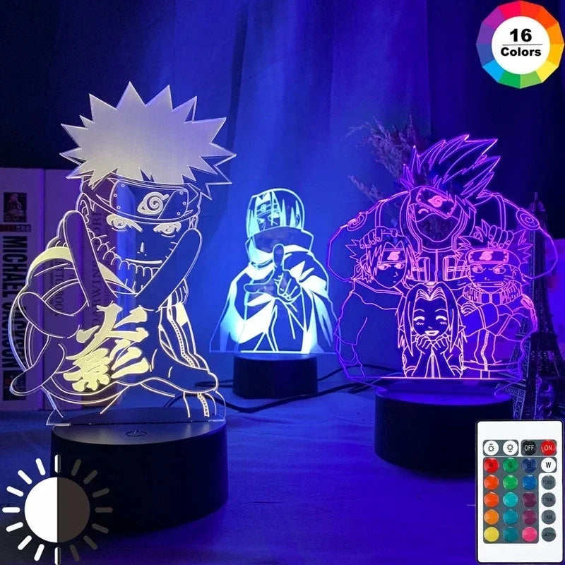 Luminária LED 3D Anime Naruto Akatsuki