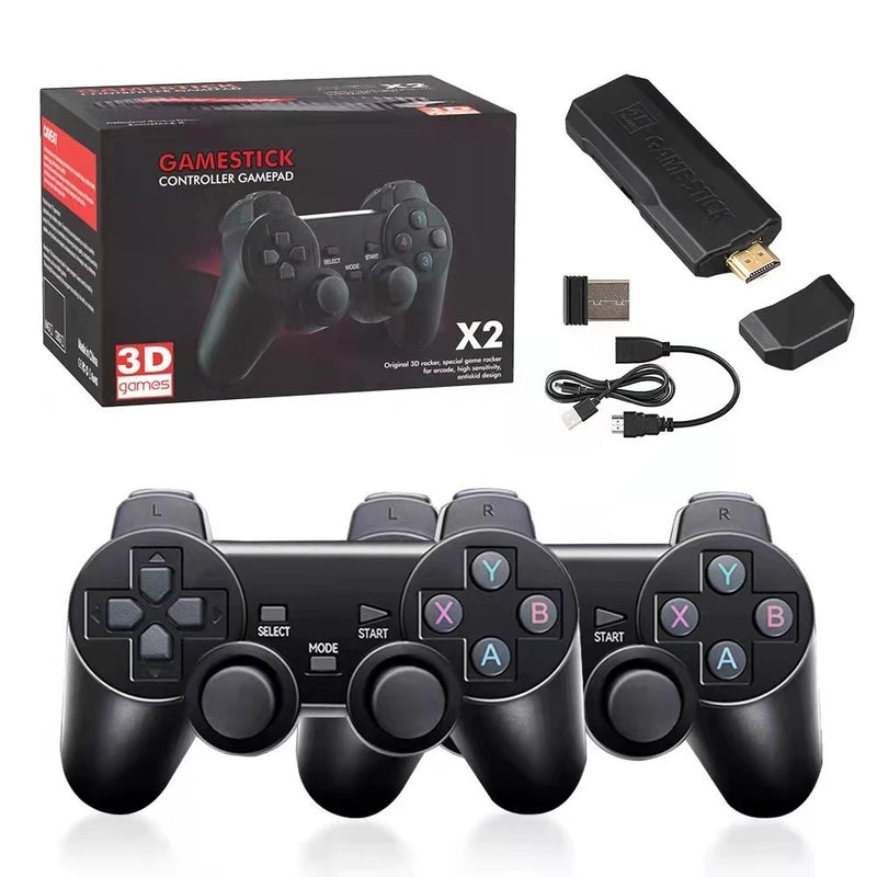 Console Game Stick 4 Life 3D - Preto + 2 Controles Wireless (Com 10000 Jogos)