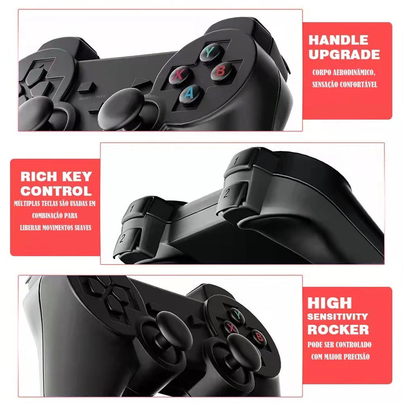 Console Game Stick 4 Life 3D - Preto + 2 Controles Wireless (Com 10000 Jogos)