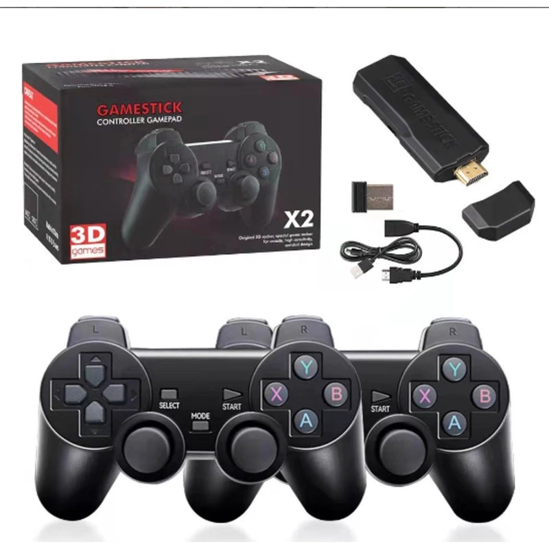 Console Game Stick 4 Life 3D - Preto + 2 Controles Wireless (Com 10000 Jogos)